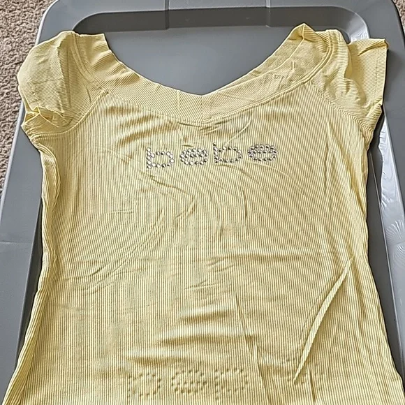 NEW Bebe Rhinestone short sleeve top - Picture 2 of 3